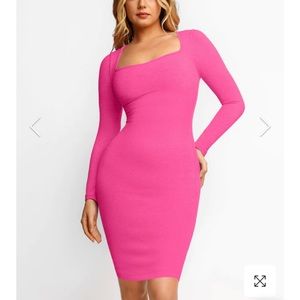 Built-In Shapewear Long Sleeve Midi Lounge Dress